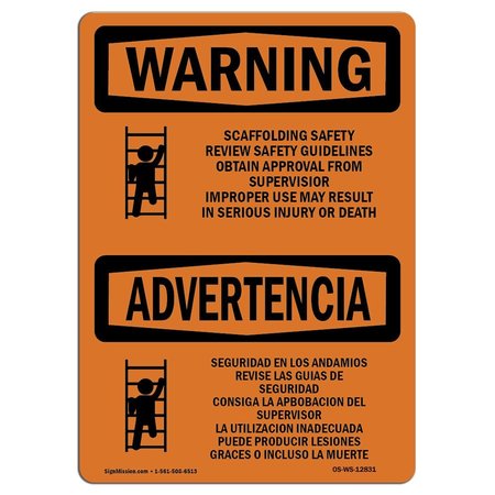 SIGNMISSION OSHA Sign, Scaffolding Guidelines Bilingual, 24in X 18in Rigid Plastic, 18" W, 24" L, Landscape OS-WS-P-1824-L-12831